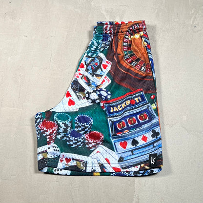 Lost Files Mesh Shorts Casino AOP Size Medium USED v19424
