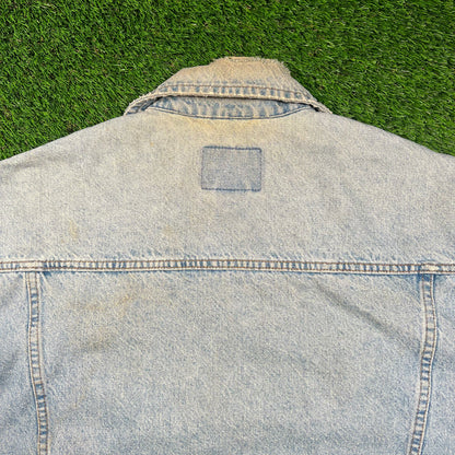 1990s Levis Washed Out Blue Button Up Jean Jacket Size XL USED v18596
