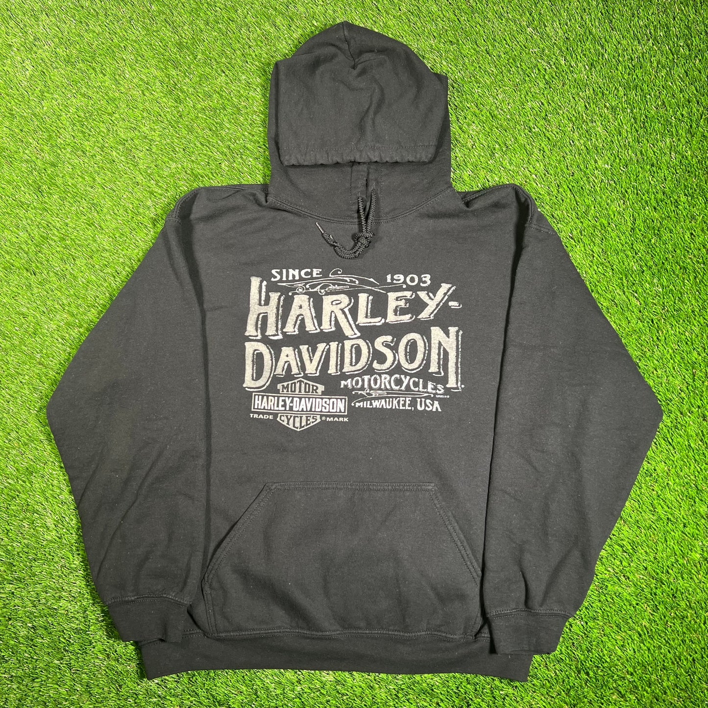 Harley Davidson St Crook WI Black Hoodie Size Large USED v18143
