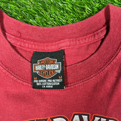 1998 Harley Davidson New Found Land Canada Red Tee Size Medium USED v16794