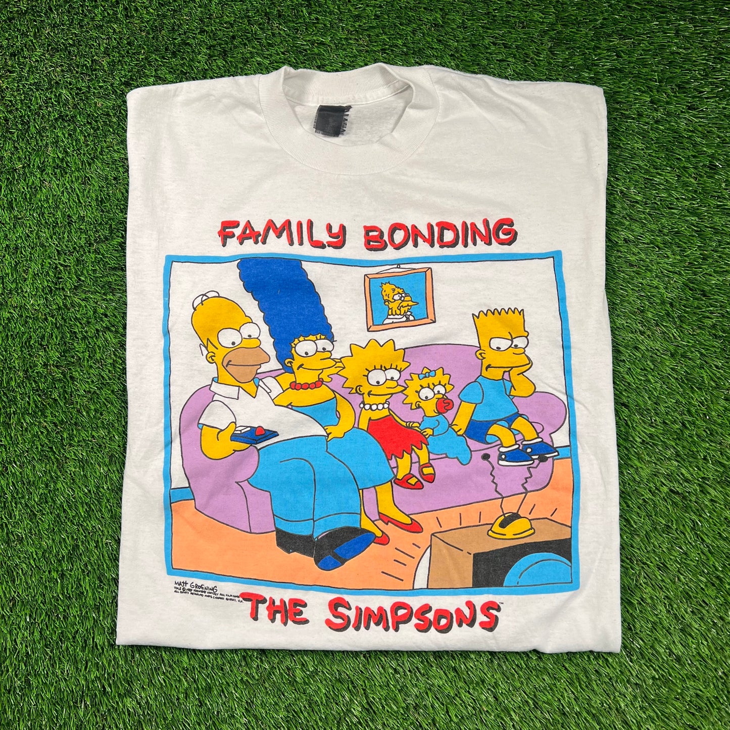 1989 Simpsons "Family Bonding" White Tee Size Large USED v18563
