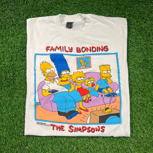 1989 Simpsons "Family Bonding" White Tee Size Large USED v18563