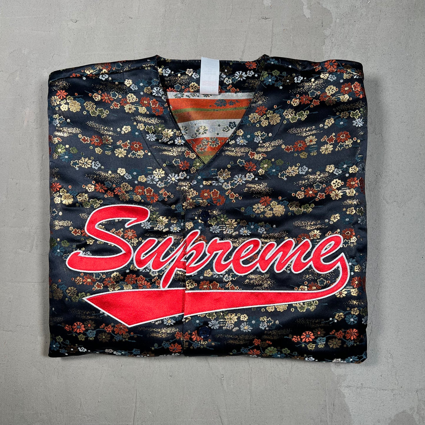 Supreme Floral Jacquard Baseball Jersey Navy Size Large NEW X16943