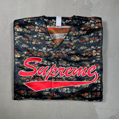 Supreme Floral Jacquard Baseball Jersey Navy Size Large NEW X16943