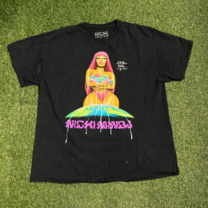 Nicki Minaj 2019 World Tour Black Tee Size XL USED x13619