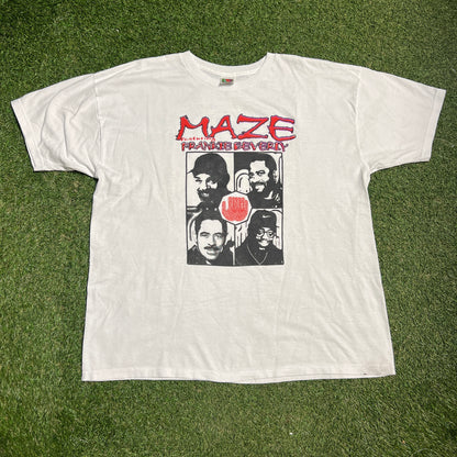 Y2K Maze ft. Frankie Beverly White Tee Size XXL USED v16083