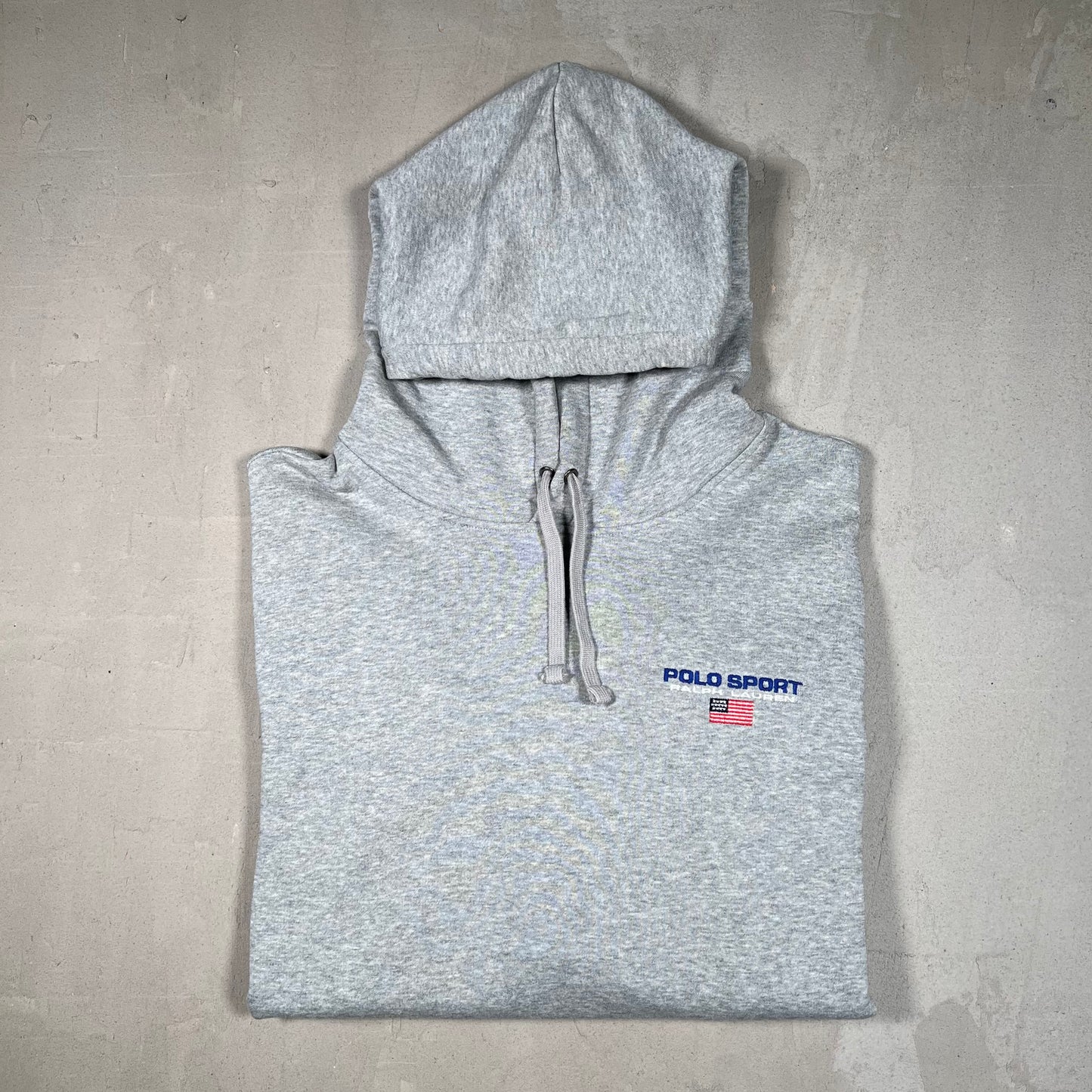 Y2K Polo Sport Ralph Lauren Grey Logo Hoodie Size Medium USED v19037