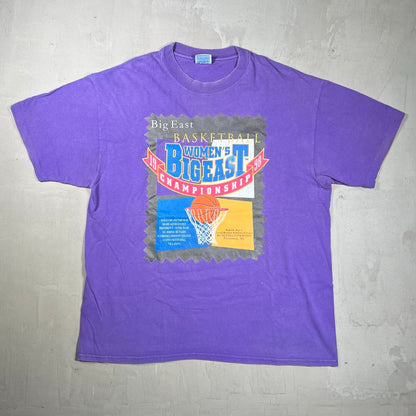 1998 Big East Womens Purple Basketball Tee Size XL USED v20820