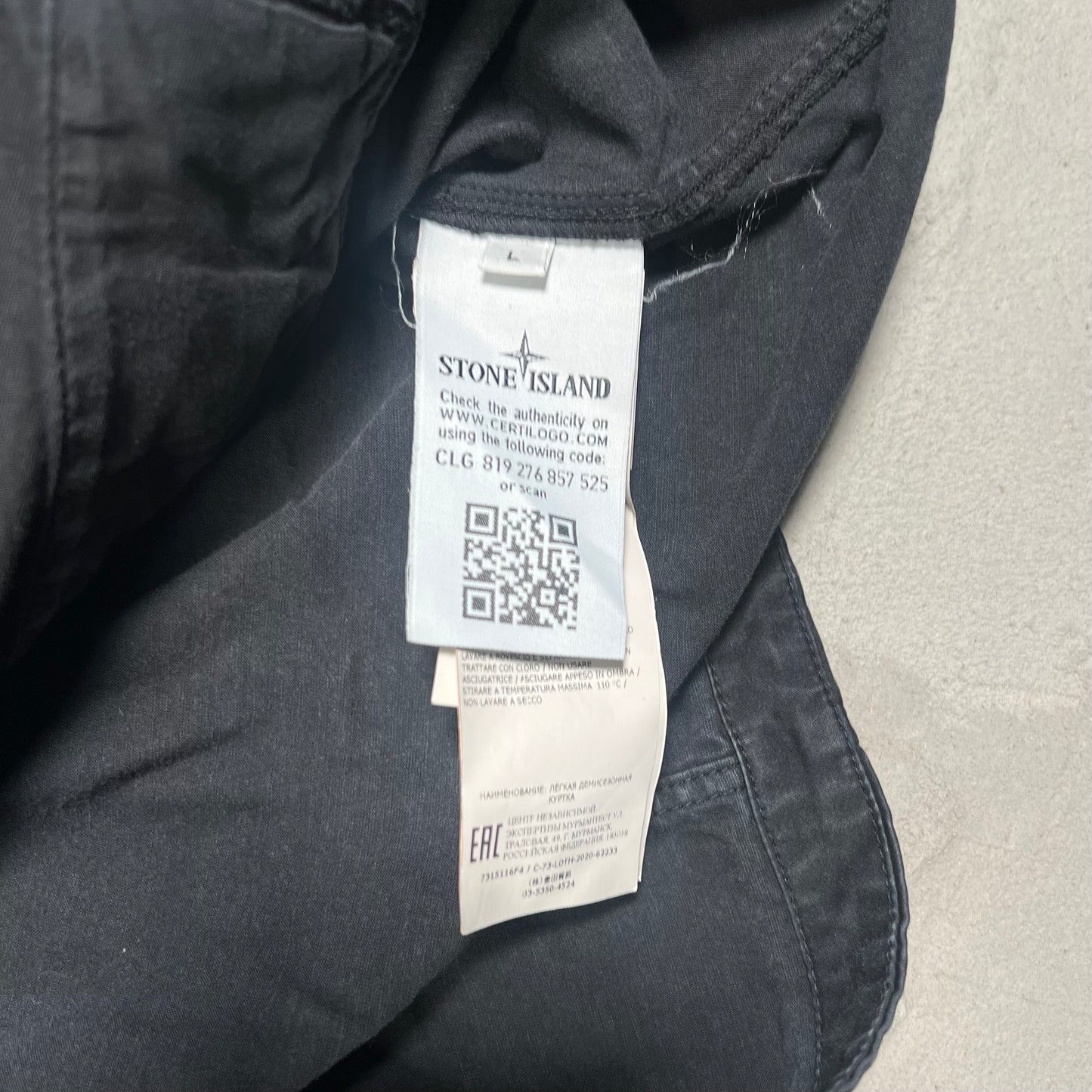 Stone Island Black Cargo Zip Up Light Jacket Size Large USED x17367