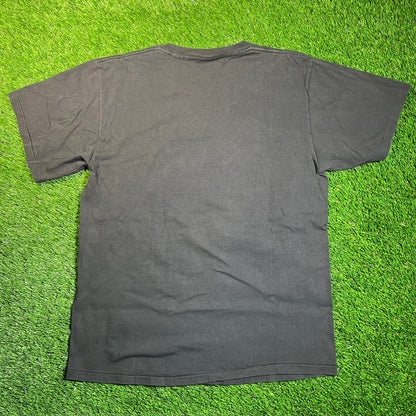 1997 Chicago Bulls 5 Rings Bull Black Tee Size Large USED v18870