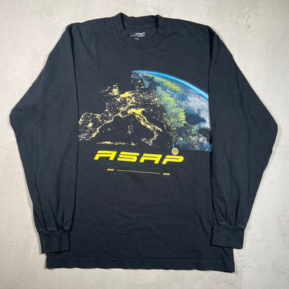 Asap WorldWide Globe Black Longsleeve Size Small USED x17214