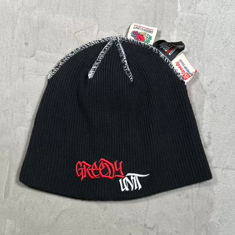 GreedyUnit Multi Tag Black Beanie USED x18947