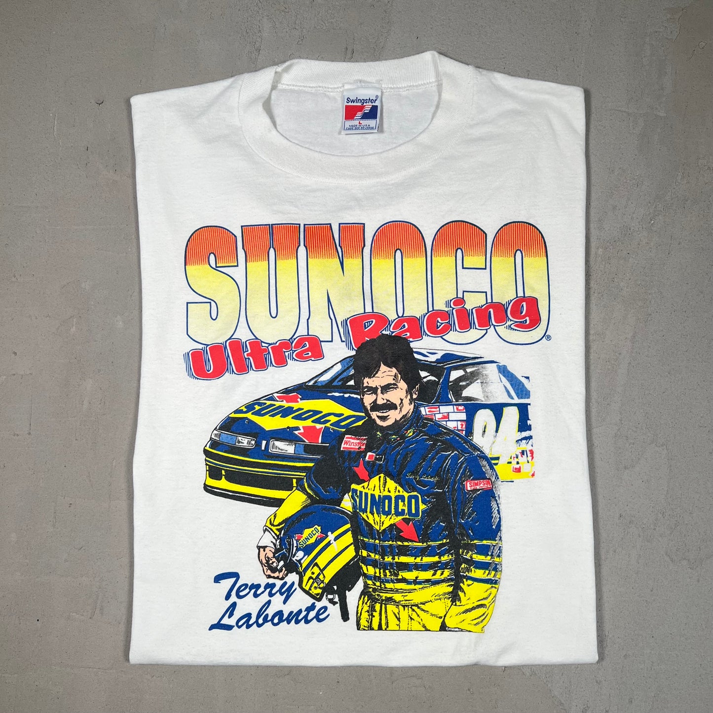 1990s Nascar Terry Labonte White Racing Tee Size Large USED v19175