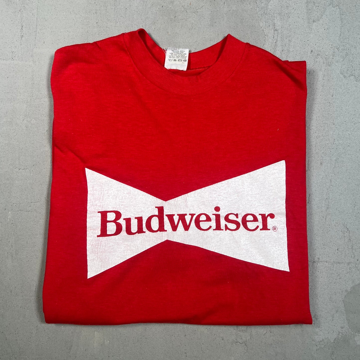 1980s Budwesier Logo Tee Red Size XL USED v19384