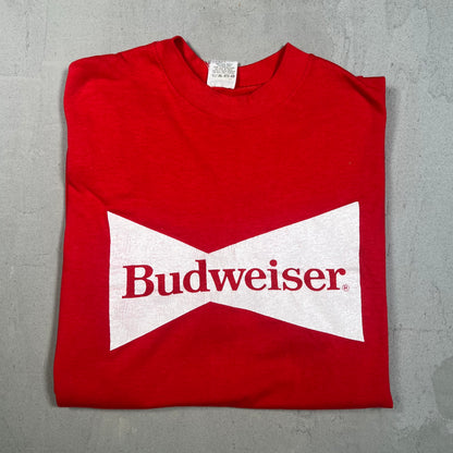 1980s Budwesier Logo Tee Red Size XL USED v19384