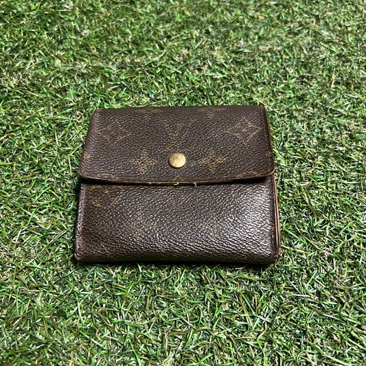 1990s Louis Vuitton Monogram Porte Monnaie Billets Trifold Brown Wallet USED x14064