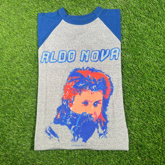 1988 Aldo Nova 3/4 Sleeve Grey/Blue Tee Size Medium USED v17088