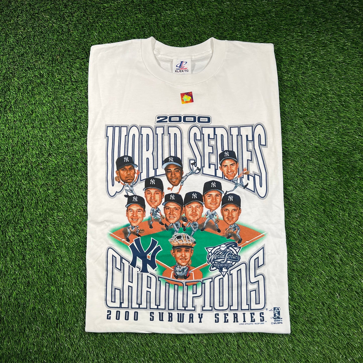 2000 Yankees Subway World Series Caricature Base White Tee Size XL NEW v18530