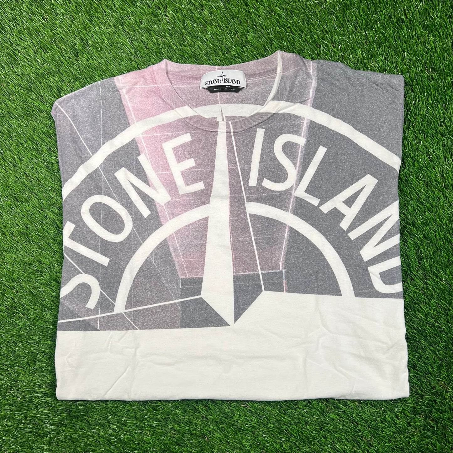 Stone Island Chest Print Logo White Tee Size XXL USED x16708
