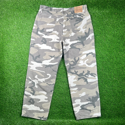 Stussy Bigol White Camo Denim Jeans Size 34 USED x16759