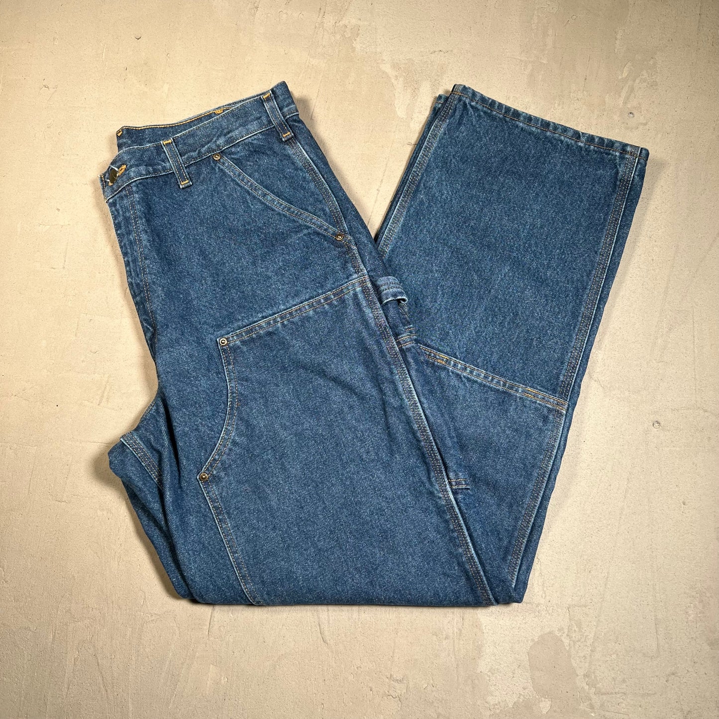 Y2K Carhartt Blue Denim Double Knee Pants Size 34 USED v19555