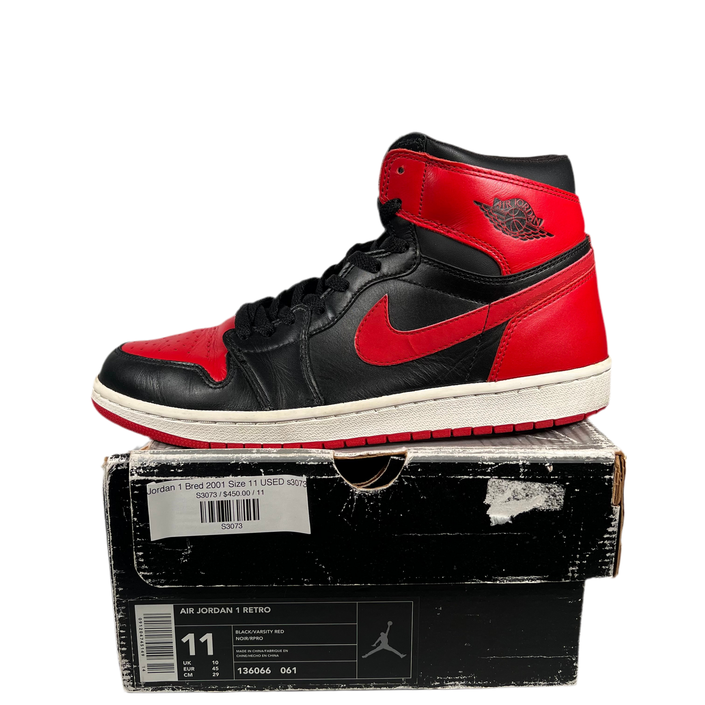 Jordan 1 Bred 2001 Size 11 USED s3073