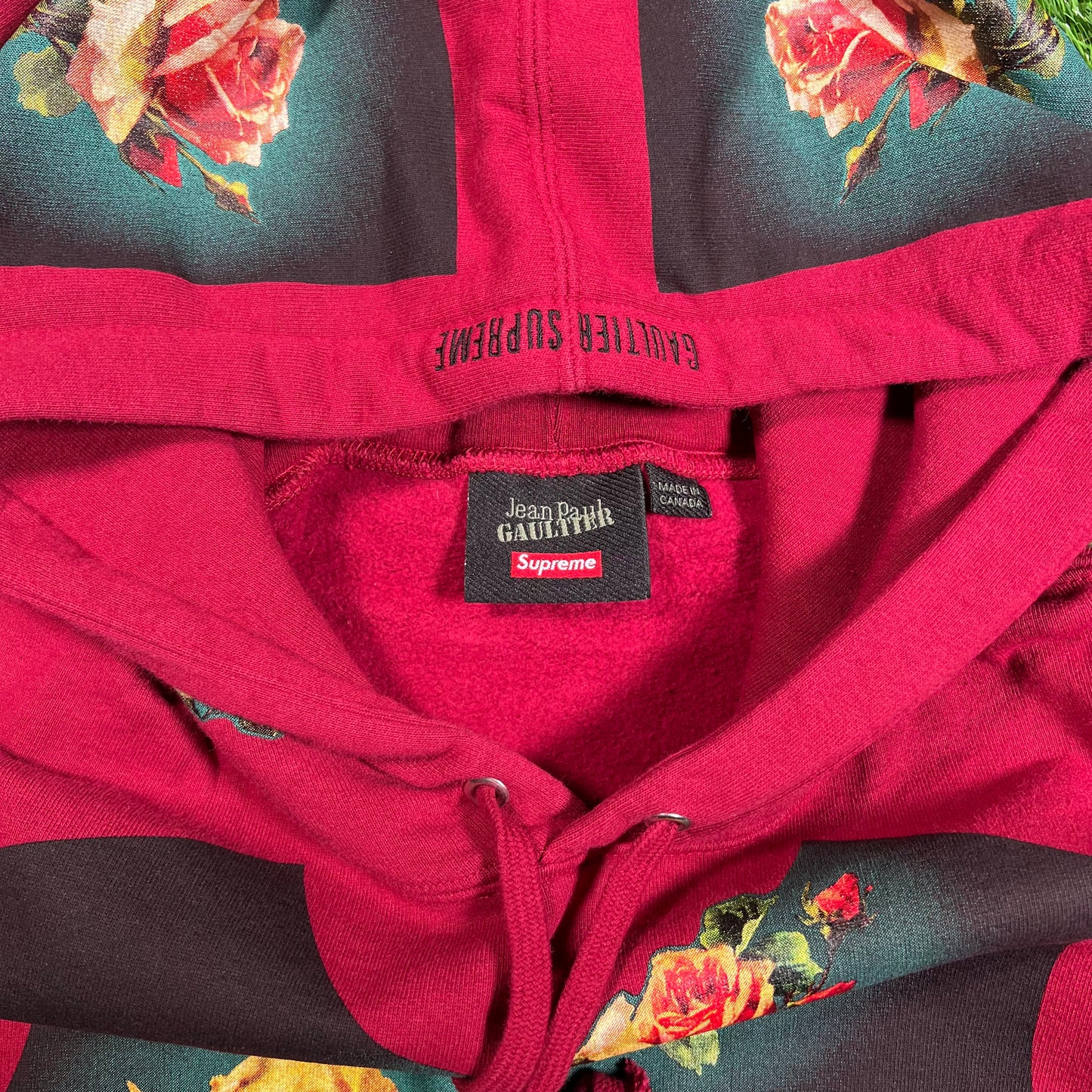 Supreme JPG Floral Print Cardinal Red Hoodie Size Medium NEW x13618