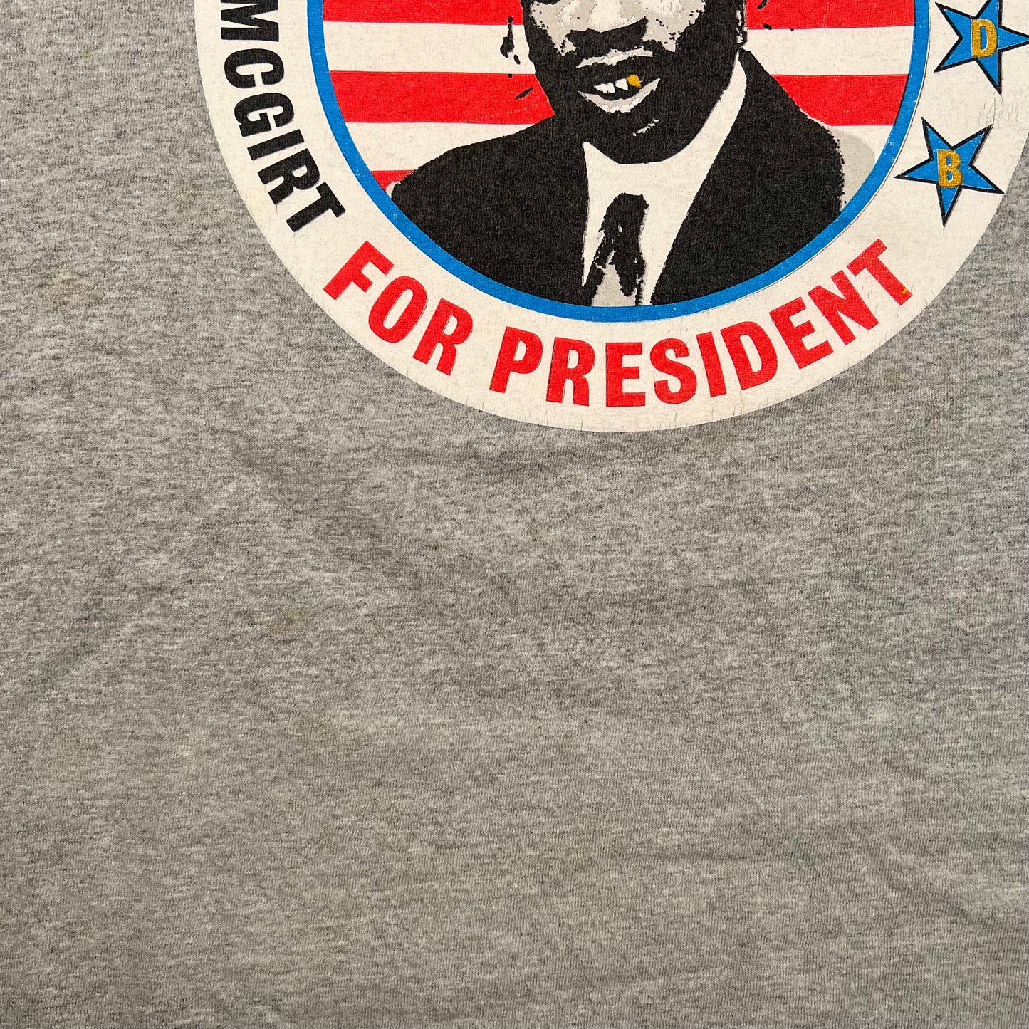 Y2K ODB Old Dirty Bastard For President Dirt Mcgirt Grey Tee Size XL USED v17125