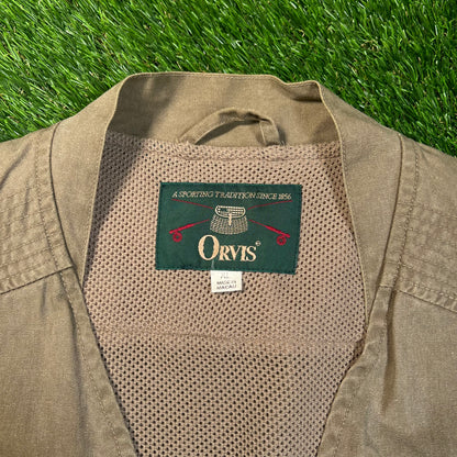 Y2K Orvis Olive Green Safari Vest Size XL USED v18834