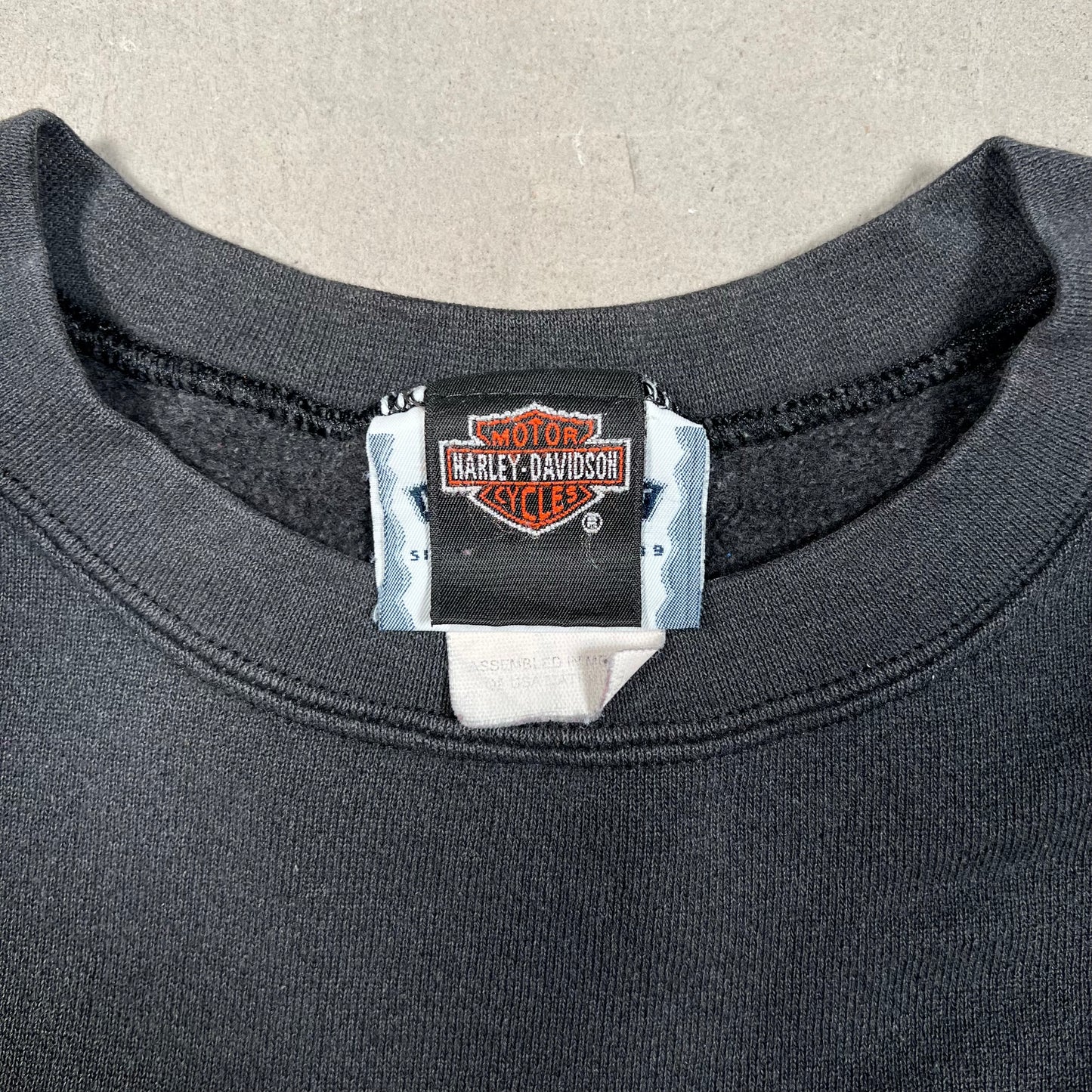 1990s Harley Davidson Flame Crewneck Black Size Large USED v19510