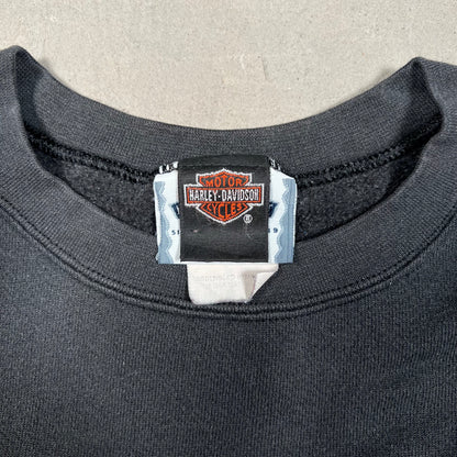 1990s Harley Davidson Flame Crewneck Black Size Large USED v19510