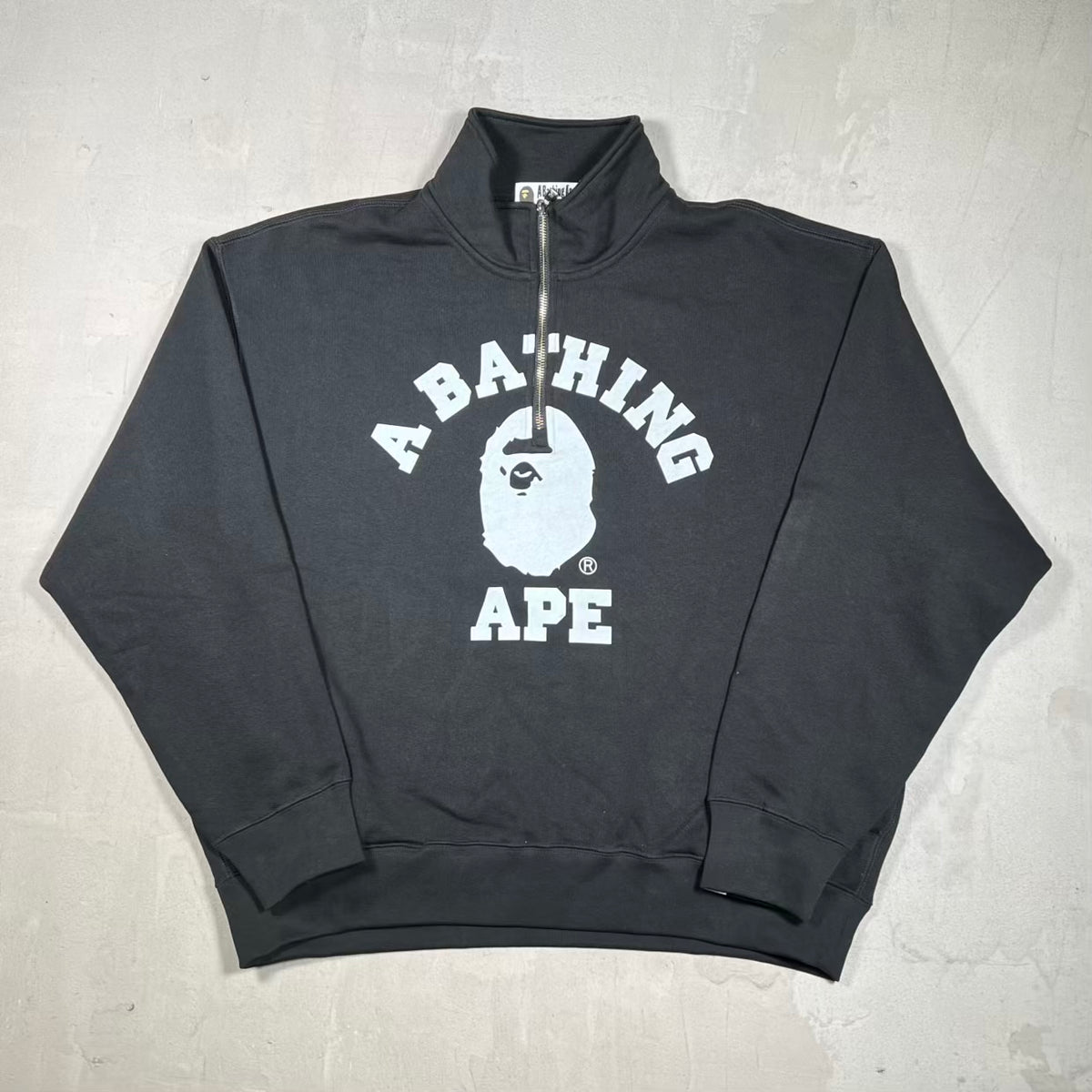 Bape Half Zip Relaxed Sweatshirt Black Size Large NEW x18721