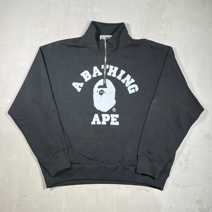 Bape Half Zip Relaxed Sweatshirt Black Size Large NEW x18721
