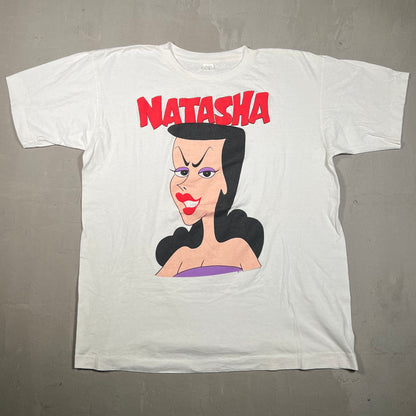 1990 Natasha Fatale Rocky Bullwinckle White Tee Size XL USED v19157