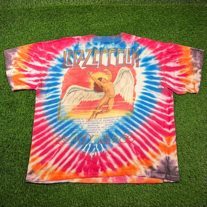 1995 No Quarter Robert Plant Jimmy Page World Tour Tie Dye Tee Size XXL USED v18421