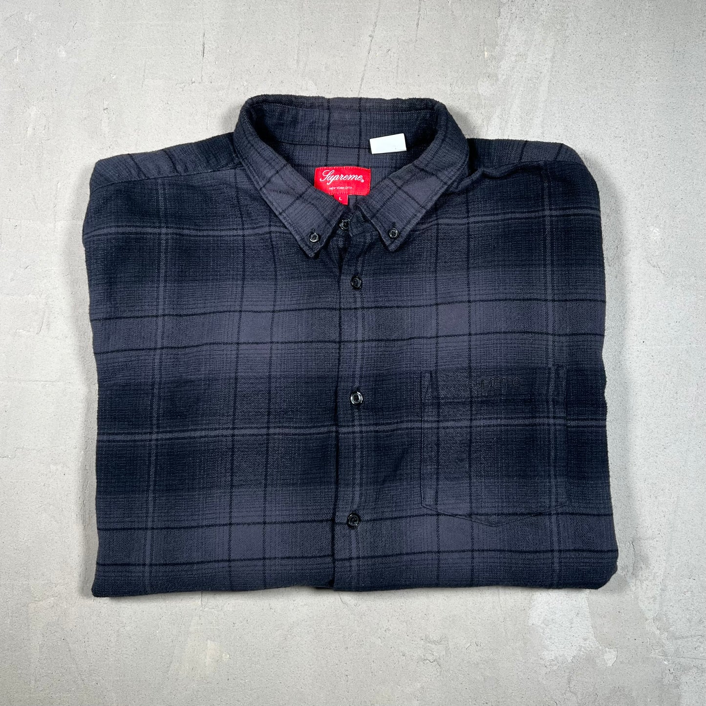 Supreme Shadow Plaid Flannel Black (2023) Size Large USED