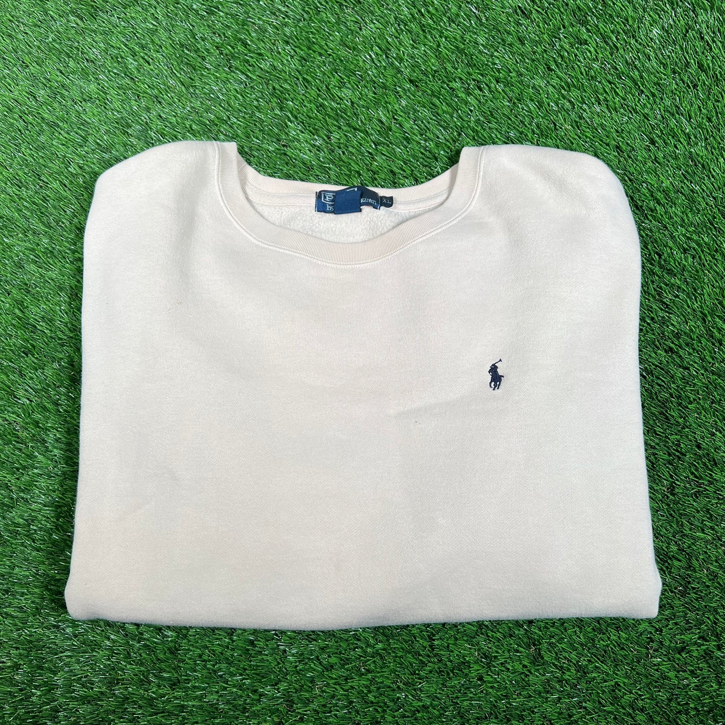 1990s Polo Ralph Lauren Cream Crewneck Size XL USED v17960
