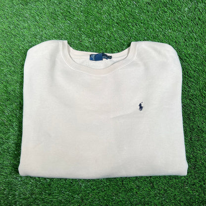 1990s Polo Ralph Lauren Cream Crewneck Size XL USED v17960