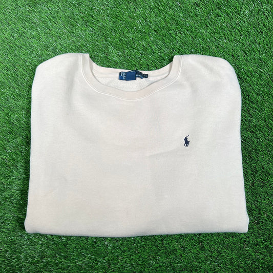 1990s Polo Ralph Lauren Cream Crewneck Size XL USED v17960