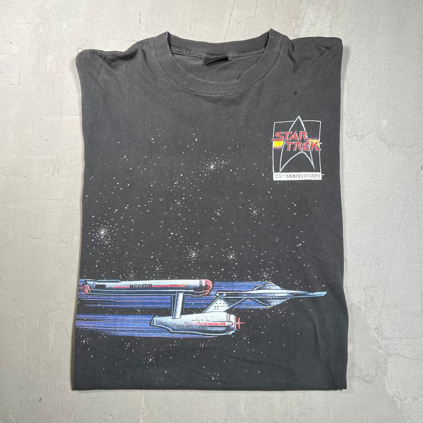 1991 Star Trek Black Anniversary Tee Size Large USED v19442
