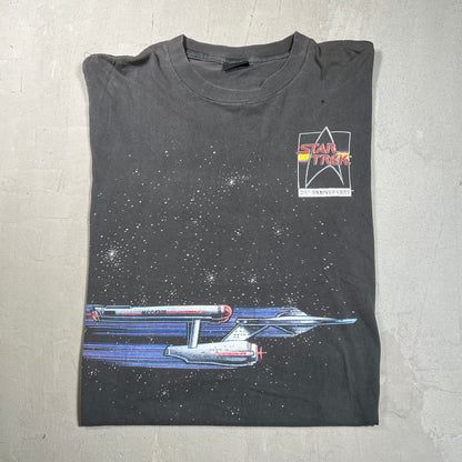 1991 Star Trek Black Anniversary Tee Size Large USED v19442