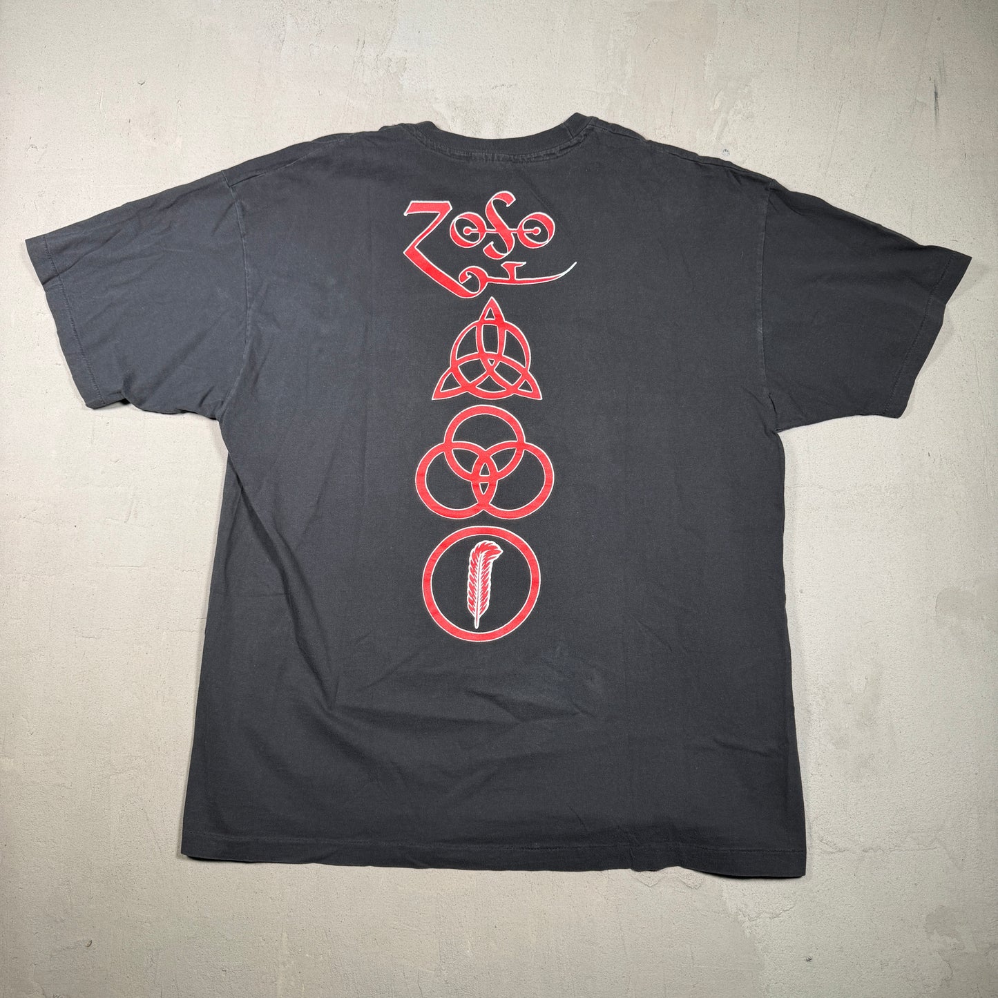 1988 Led Zeppelin Wizard Zoso Blimp Black Tee Size XL USED v15388