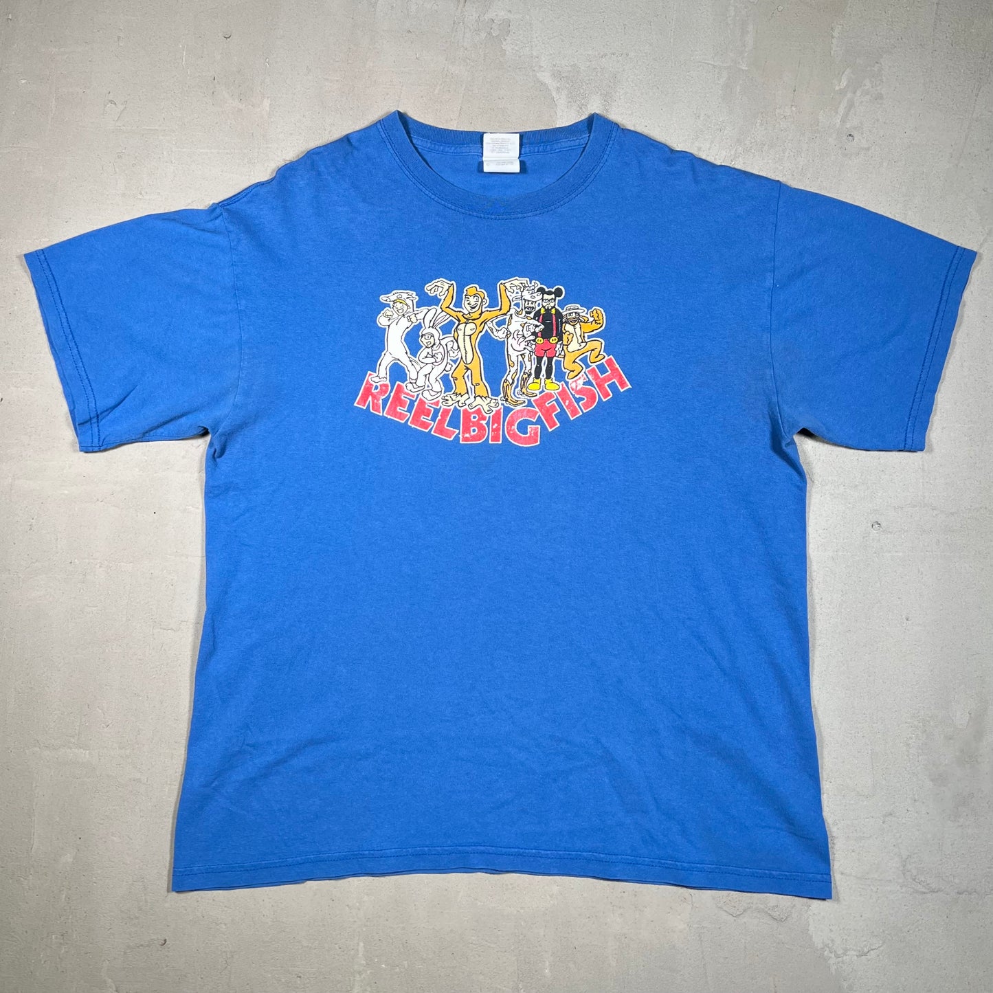 Y2K Reel Big FIsh Blue Tee Size Large USED v19096