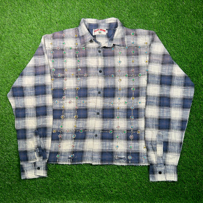Vale Rhinestone Flannel Button Up Shirt Size XL NEW x16750
