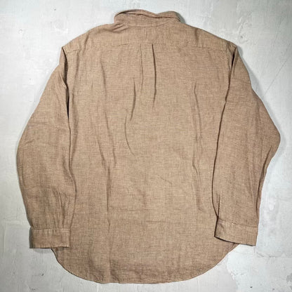 Y2K Polo Ralph Lauren Brown Twill Arm Patch Button Up Shirt Size XL USED v20243