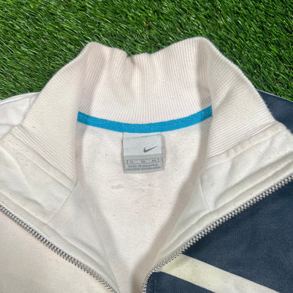 Y2K Nike Big Spellout Logo White Zip Up Size XL USED v17908