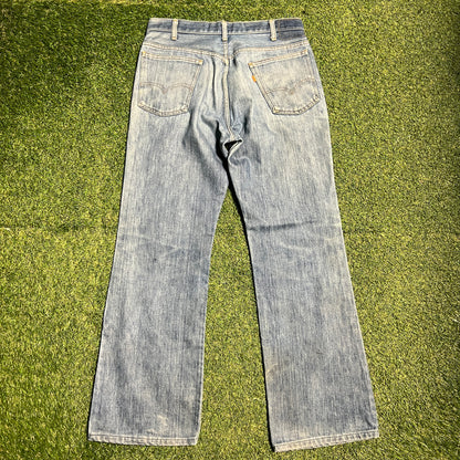 Levis 70s Big E Orange Tab Blue Jeans Size 32x29 USED v15895