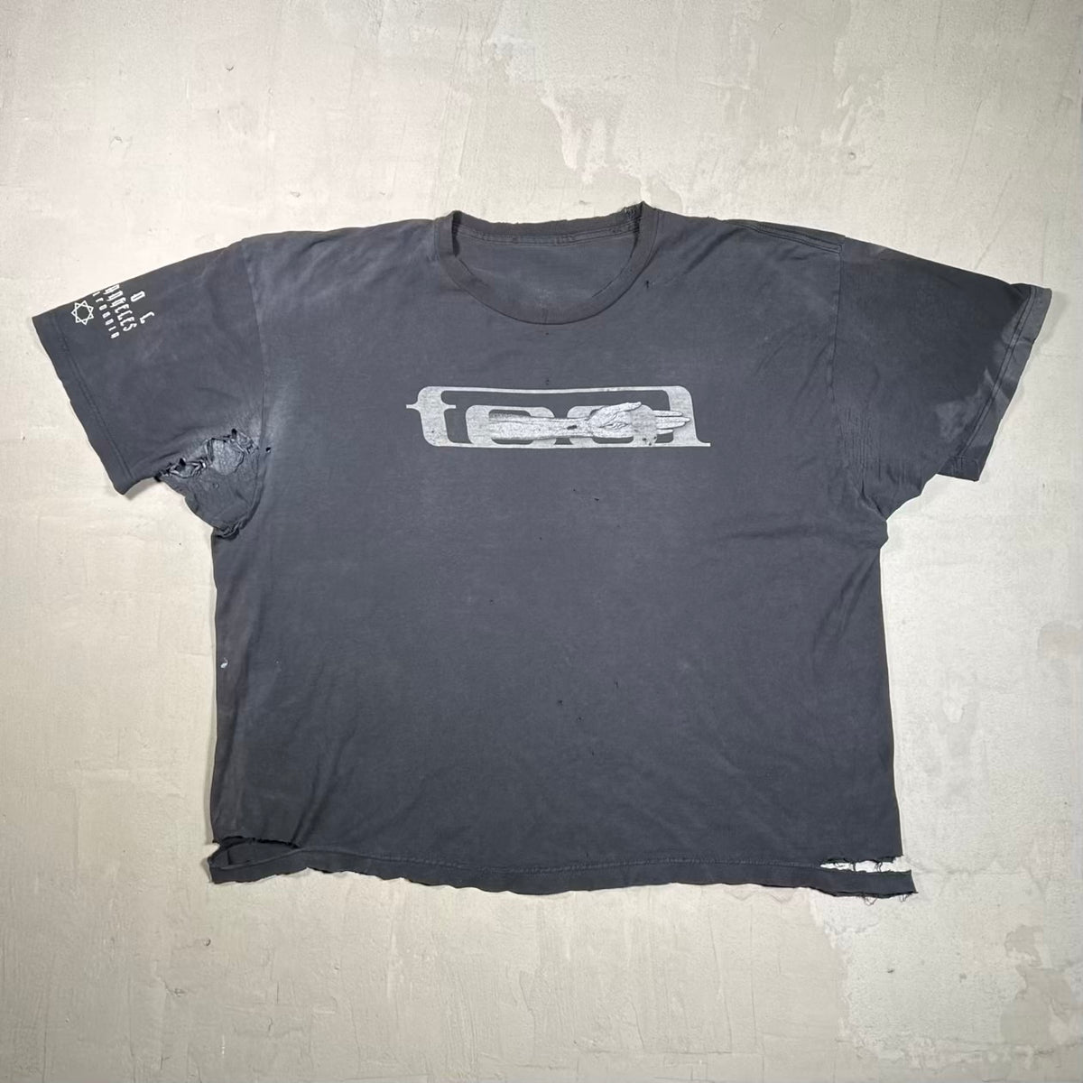 Y2K Tool Los Angeles Washed Black Tee Thrashed Size XL USED v20336
