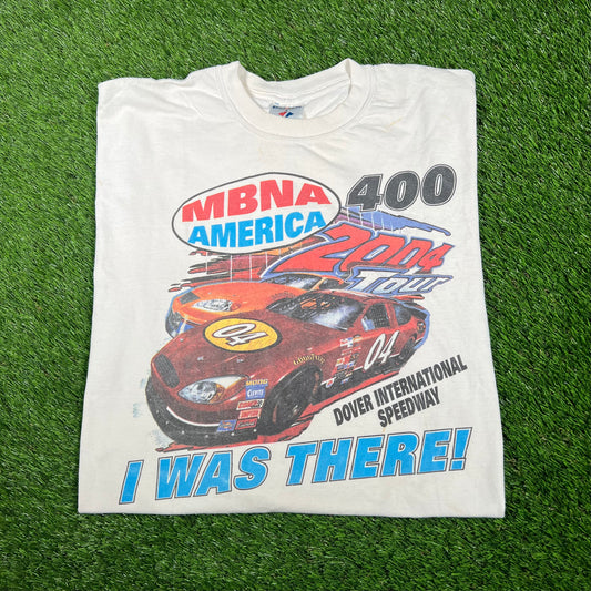 2004 MBNA America Speedway Nascar Racing White Tee Size XL USED v17432