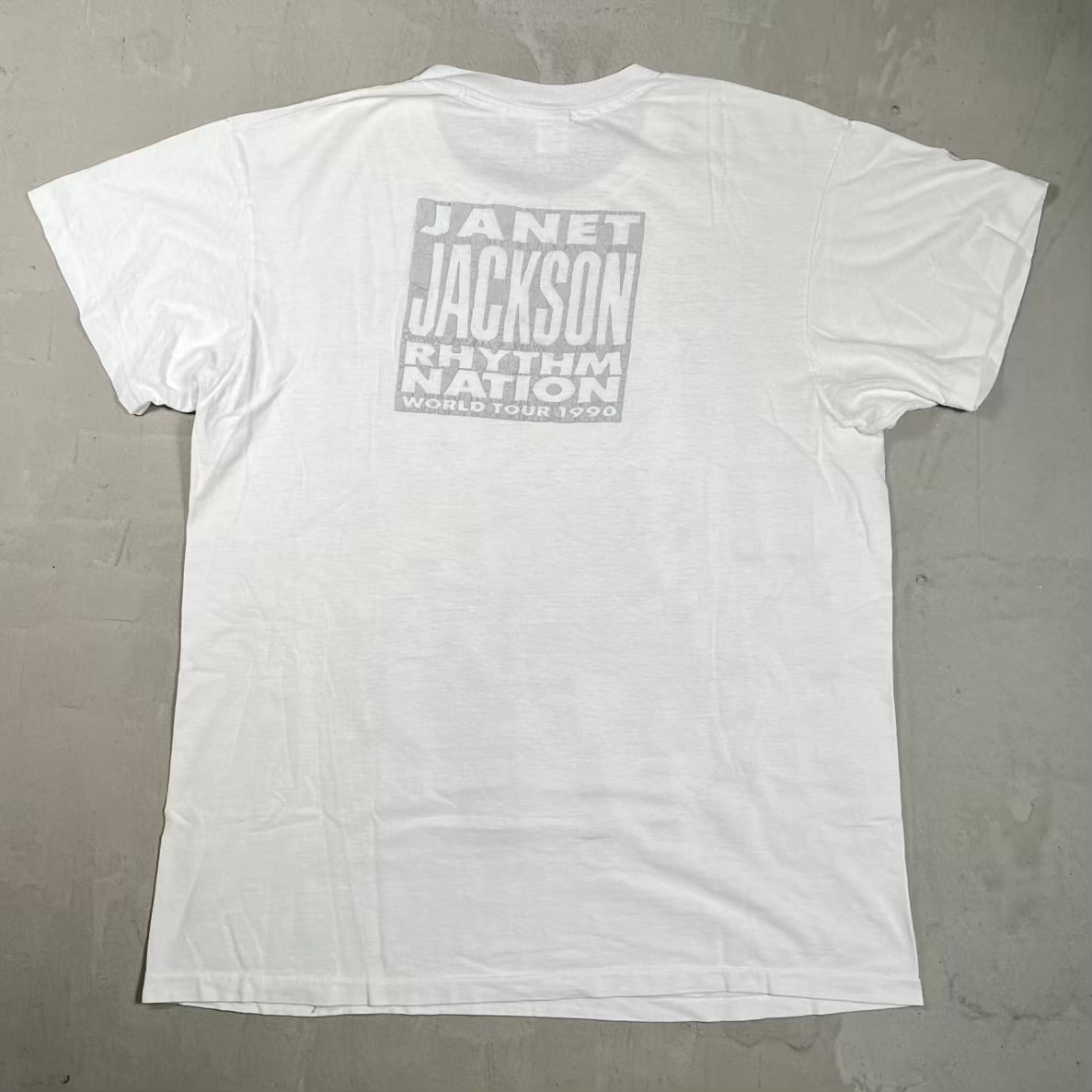 1990 Janet Jackson Rhythm Nation World Tour White Tee Size XL USED v20105